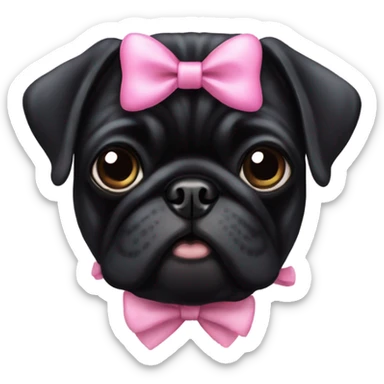A black pug with a cute little pink bow  sticker