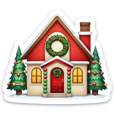 house decorated for christmas sticker