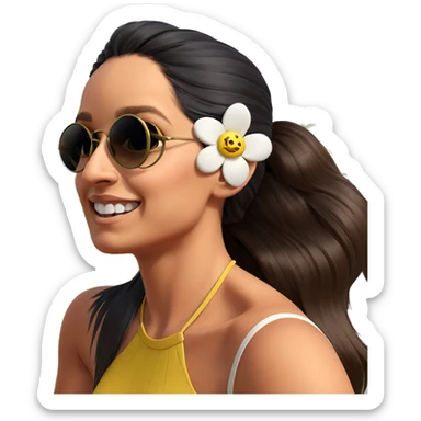 girl with flower in hair sticker