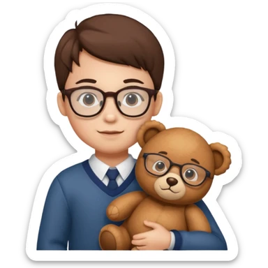 kid wearing glass with teddy bear  sticker