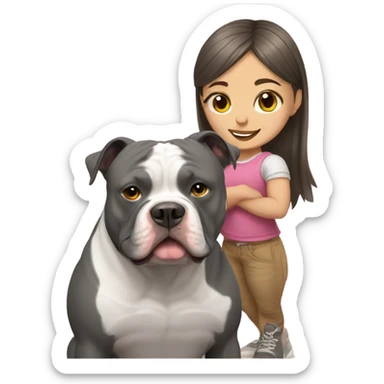 American bully and girl sticker