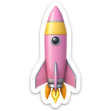 A single rocket, colored in pastel pink and yellow, glossy and smooth, cartoonish, vibrant colors, high detail, simple and cute design, isolated on white background, centered composition

 sticker