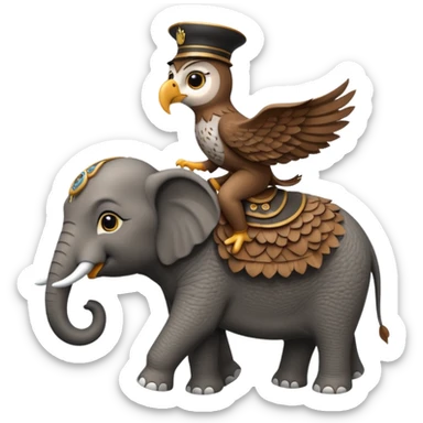 An owl riding an elephant sticker