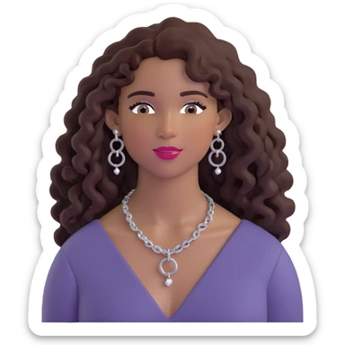 pretty black girl with long curly hair wearing stylish earrings and necklace sticker