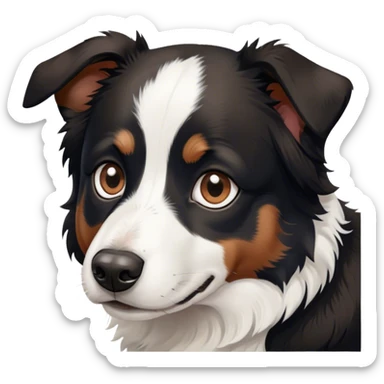 Short haired border collie dog with brown and blue eyes sticker