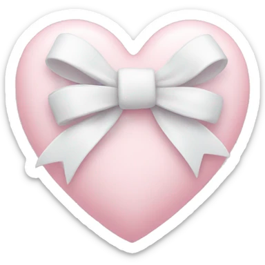 Pastel pink heart with white bow sticker