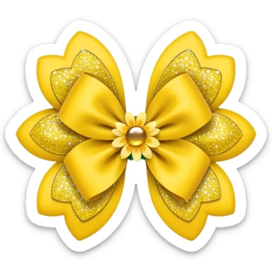 yellow flower bow with glitter sticker