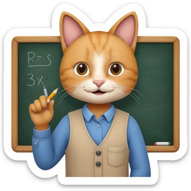 cat researcher writing on a chalkboard emoji sticker