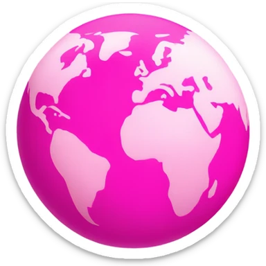 Hot pink and light pink planet earth  sticker
