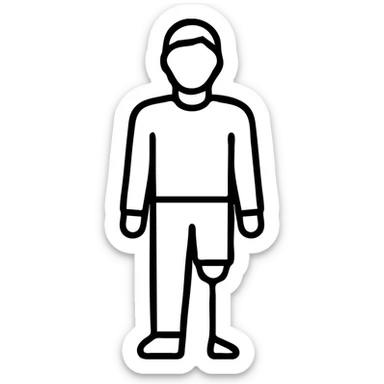 outlined icon of a man with a peg leg sticker