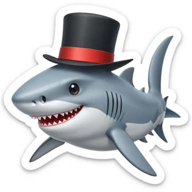 Shark with a top hat sticker