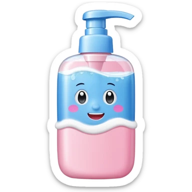 Soap, washcloth and kids shampoo sticker