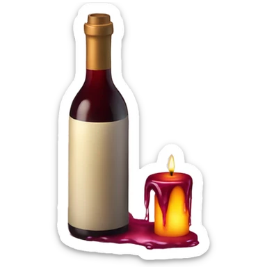 wine bottle with melting candle inside  sticker
