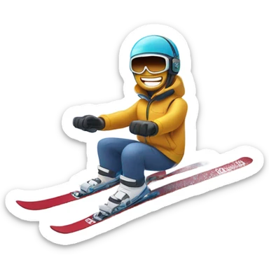 737 on snow skis going down a mountain sticker