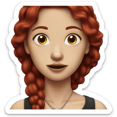 White Lady with dark red hair with piercings  sticker