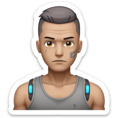 cyberpunk shaved man worn tank top sticker