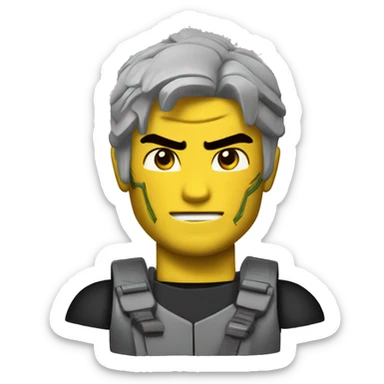 L'emoji pierre mais avec la tete de loyd dans le dessin animé Ninjago  sticker