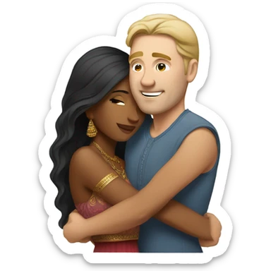 White guy hugging pretty indian girl sticker