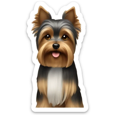 Yorkie dog and brunette girl  sticker