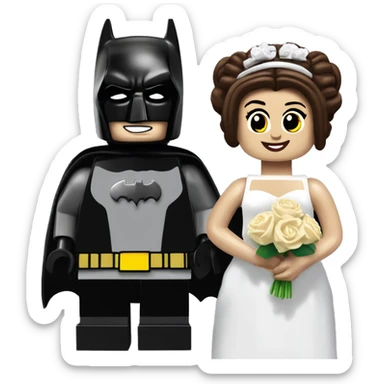 Lego Princess Leia and Batman get married sticker