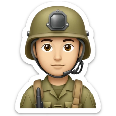 soldier with military gear and helmet sticker