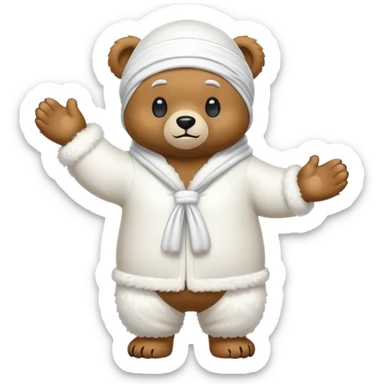 Full-length cartoon bear with white durag, standing on two legs, emoji style sticker