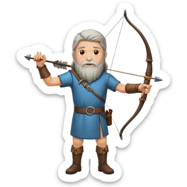 old aged archer dont wear him dress, he should be in long hair , long beard sticker