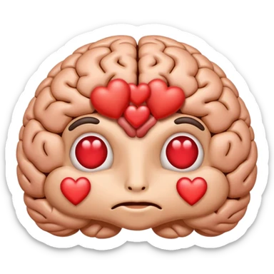 image of the brain with heart eyes  sticker