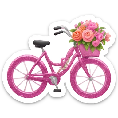 Pink glitter bike with flowers  sticker