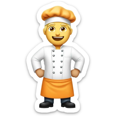male blond chef that is using a light orange apron. Dont show arms. with a chef hat. sticker