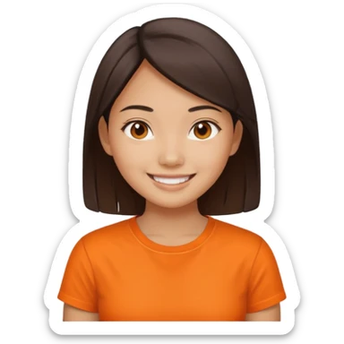 asian girl with orange shirt sticker