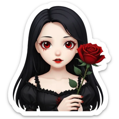 Bloody black rose anime gothic emo  beautiful gorgeous cool edgy cute lady  sticker