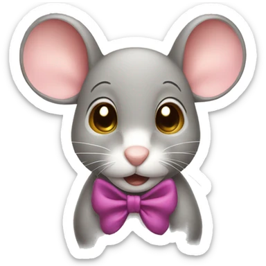 Mouse with a bow looking cute sticker