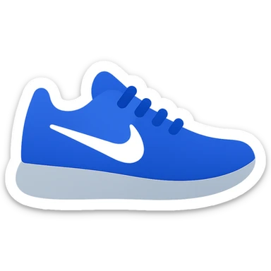 blue Nike sneaker, flat icon style, simple shapes, minimal details sticker