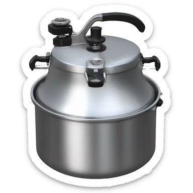 Stainless steel pressure pot, with black gights, 3 clamps on the cover,  on the knob sticker