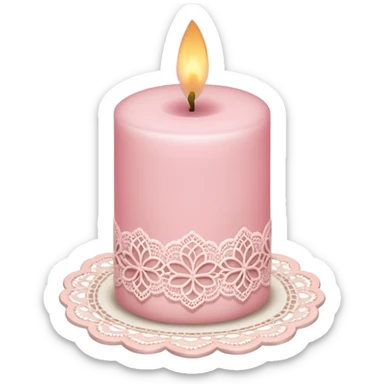 make a candle with a light pink lace sticker
