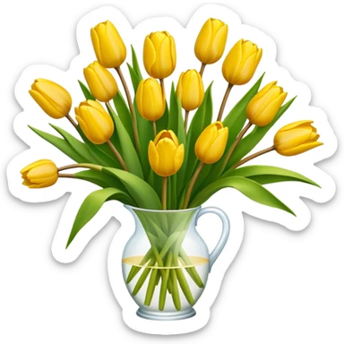 yellow tulips big bouquet  sticker