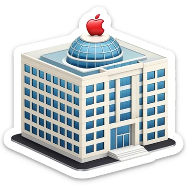 apple brand company building. looks realistic sticker