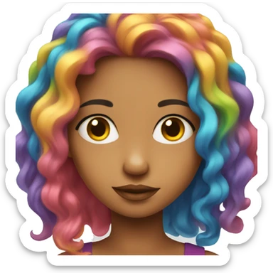 girl with multicolor hair  sticker