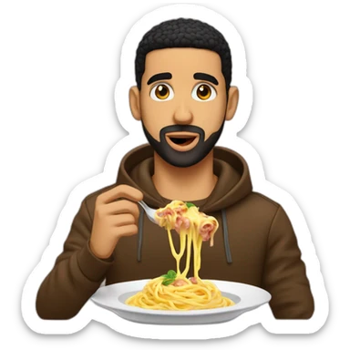 drake eating carbonara passionately sticker