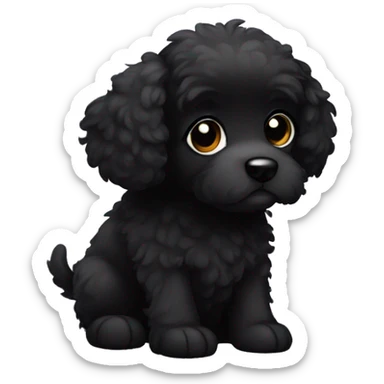 Small black fluffy puppy with round floppy ears sticker