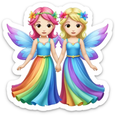 Two Fairy Sisters with Rainbow Wings sticker