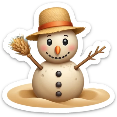 please make a snowman on the beach sticker