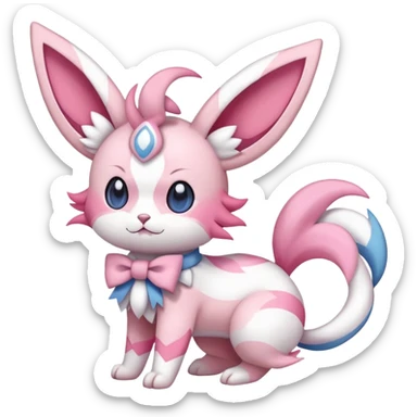 Sylveon-Skitty-Fakémon-hybrid-creature (full body)  sticker