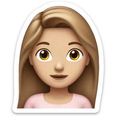 White girl with long brown hair with soft pink dress sticker