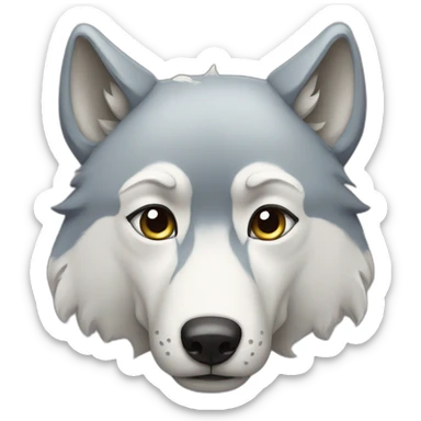 Sad wolf with milk on his face sticker