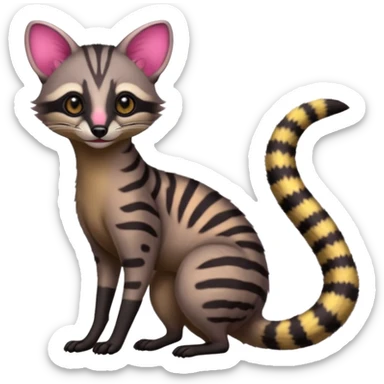 Neon colorful spicy animalistic realistic slender elegant pretty cute Genet-Civet-Cacomistl-hybrid (full body) sticker