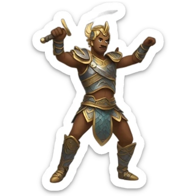 dancing fantasy warrior sticker