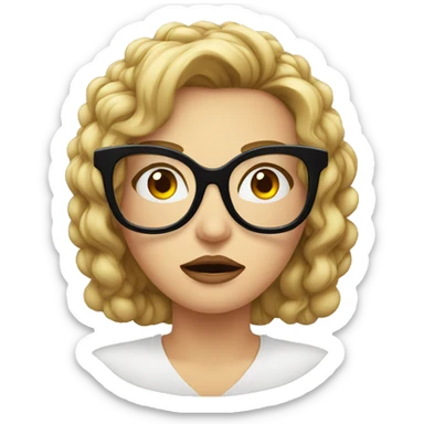 angry woman emoji with black butterfly frame eyeglasses sticker