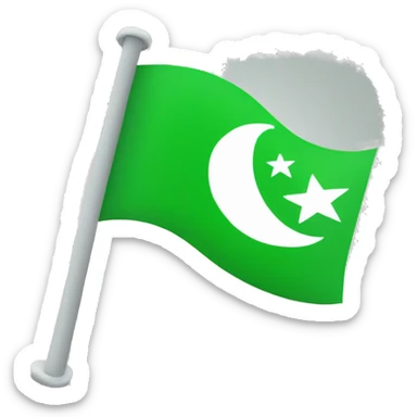 A flag that is green and has three white stars and a white crescent as well sticker